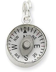 Sterling Silver 3D Moveable Compass Charm
