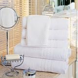 Anichini Hotel Check Terry Large Guest Towel - White
