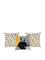 Apolena Set Funda De Cojín 3 Uds. (Negro/Amarillo/Gris)