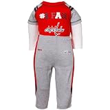 NHL Reebok Washington Capitals Infant Red-Ash Long Sleeve Creeper & Pant Set (24 Months)
