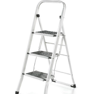 Step Stool with Mats - 3 Step White 42 H x 18 W
