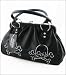 Retro Black SKULL AND CROSSBONES Print Vinyl Kiss Lock Bag