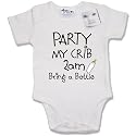 Dirty Fingers  PARTY my crib 2am, Bring a Bottle  Baby & Toddler Short Sleeve Bodysuit / BabyGrow, 0-3 months, White