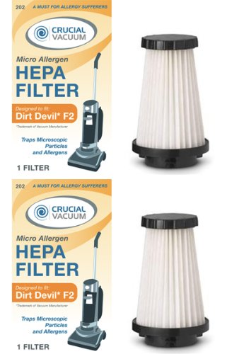 2 Dirt Devil F2 Replacement HEPA Filters; Compare to Dirt Devil Part #3SFA11500X, 3-F5A115-00X