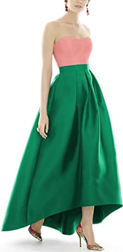 Dressyonly Women's Maxi Hi-Lo Prom Dresses Size 14 US Apricot and Pantone Emerald
