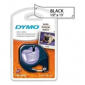 DYMO® LetraTag Plastic Label Tape Cassette, 1 2in x 13ft, Clear by