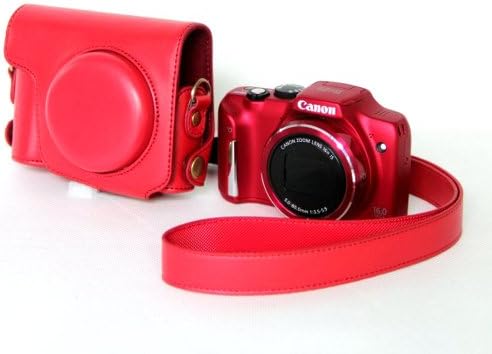 Shapotkina PU Leather Camera Case Bag Cover for Canon Powershot SX170 Camera Bag (Red)