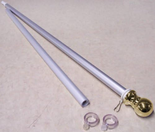 5' Silver Aluminum Spinner Pole with Ball Top - Quinn Flags Brand