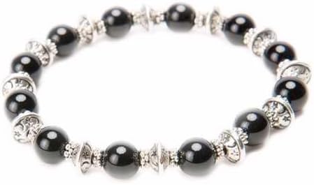 Peace Love Bling, LLC 83082 Bracelet - Lana - Onyx Gemstones &amp; Tibetan Silver - Stretch