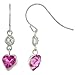 10k White Gold Fish Hook Heart Dangle Earrings w/ title=