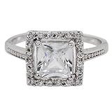 CZ Cushion Cut Ring-2 Carets Cushion Cut CZ Engagement Ring In 14KT White Gold Filled by GemGem Jewelry
