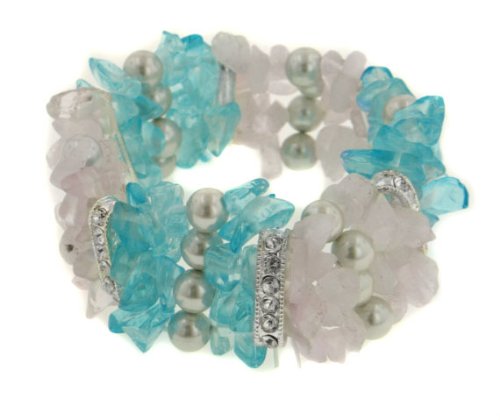 Magnetic Hematite and Genuine Rose Quartz 4-Strand Stretch Bracelet