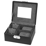 Travel Case Jewelry Watches Compact Leather Black