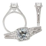 18k 5.5mm princess cut Chatham white sapphire engagement ring with split shank