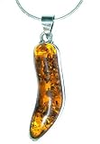 Amber Pendant In Sterling Silver Womens Jewelry 3 inches (pndt572)