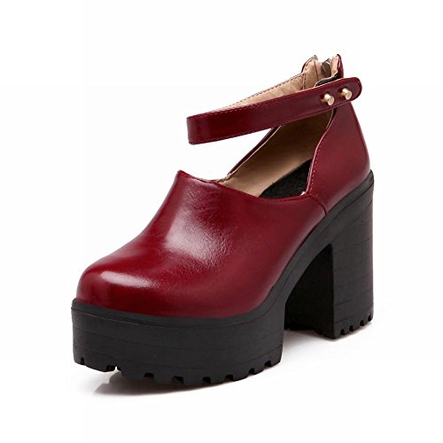 Carolbar Fashion Women's Studded Ankle-strap Retro Vintage Platform Chunky High Heel Mary Janes Shoes