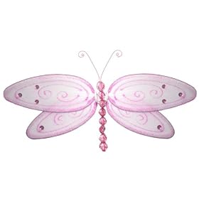 13 Pink Glitter Dragonfly nylon hanging ceiling wall baby nursery room wedding decor... by Bugs-n-Blooms