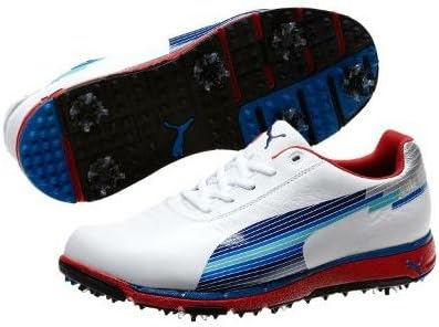 PUMA Men's Faas Trac Speed Golf Shoe,White/Limoges/Ribbon Red,9 D US