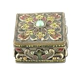Square Shaped Rosette Jeweled Trinket Box