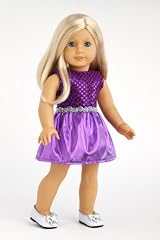 Sugar Plum - Sparkling purple holiday party dress with matching silver slippers - Clothes for American Girl Dolls