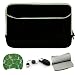 Black with Grey Trim Lightweight Design Laptop Micro Suede Nubuck Sleeve Scratch Guard Case with Interior Bubble Padding for 13 inch Dell Inspiron Mini Duo 3487FNT Notebook Laptops + USB Optical Mini Mouse + Bestpricecenter Mouse Pad
