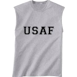 USAF Air Force Sleeveless T-Shirt - Military Style Physical Training T-Shirt in gray