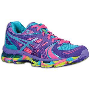 Asics Women's Gel-Kayano 18 Running Shoe, Electric Purple/Turquoise/Lime, 7 M US