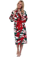 Del Rossa Women's 100% Cotton Printed Flannel Bathrobe Robe