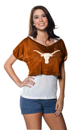 Texas Longhorns Women's Dark Orange Cropped Top Mesh Jersey