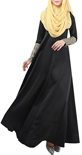 Heart1st Kaftan Abaya Islamic Muslim Women Long Maxi Dress (L, black)