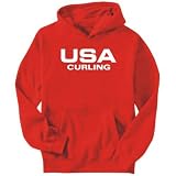 Hoodie Mens Red " USA Curling / ATHLETIC AMERICA " Sports