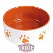 Trixie 24402 Napf mit Pfoten, Keramik 0,8 Liter/ø 16 cm, weiß / orange