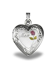 Sterling Silver Heart "MOM" Picture Locket 3/4 inch x 3/4 inch
