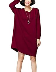 Plus Size Round Neck Spring Fall Winter Silk Long Sleeves  Dress
