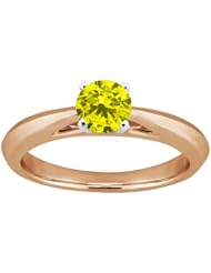 0.55 Ct Round Canary SI1/SI2 Diamond 18K Rose Gold Solitaire Ring