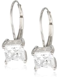 Plated Sterling Silver Princess-Cut Cubic Zirconia Lever Back Earrings (2 cttw)