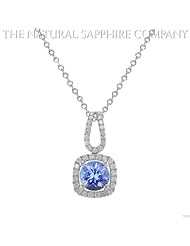 0.92ct. Natural Untreated Blue Sapphire Pendant with 37 Diamonds 0.33ct. total.