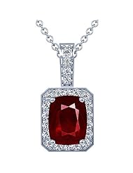 Platinum Cushion Cut Ruby And Round Diamond Pendant