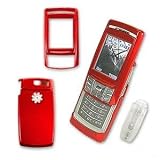 Samsung SGH-T629 Snap-on Solid Red Crystal Case Cover with Removable Ratcheting Belt Clip