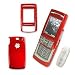 Samsung SGH-T629 Snap-on Solid Red Crystal Case Cover with Removable Ratcheting Belt Clip