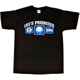 MENS T-SHIRT : BLACK - XXX-LARGE - Life's Priorities - Eat Sleep Golfing - Golf