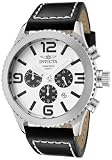 Invicta Mens 1426 II Collection Chronograph White Dial Black Leather Watch