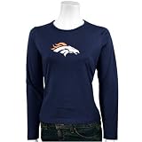 Denver Broncos T Shirt : Reebok Denver Broncos Ladies Navy Blue Logo Premier Too Long Sleeve T Shirt