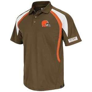 NFL Cleveland Browns Men's Field Classic VI Short Sleeve Polo, Classic Brown/Dark Orange/White, Small