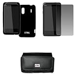 EMPIRE Black Leather Case Pouch with Belt Clip and Belt Loops + Black Silic ....