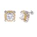 Matte Sterling Silver & Gold Rope CZ Stud Earrings