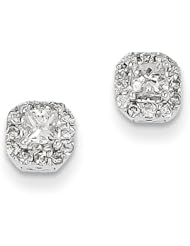 14k White Gold Diamond Square Post Earrings