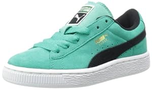 PUMA Suede Junior Sneaker (Little Kid/Big Kid),Fluorescent Teal/Black,11 M US Little Kid