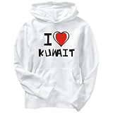 Hoodie Mens White  I love Kuwait   Capitals X-Large