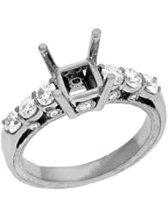14K White Gold 0.78cttw Round Diamond Semi Mount Engagement Ring